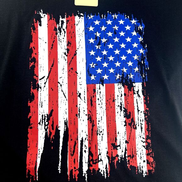 Roshop Distressed American Flag Black T-Shirt Women’s Size L - Picture 2 of 11